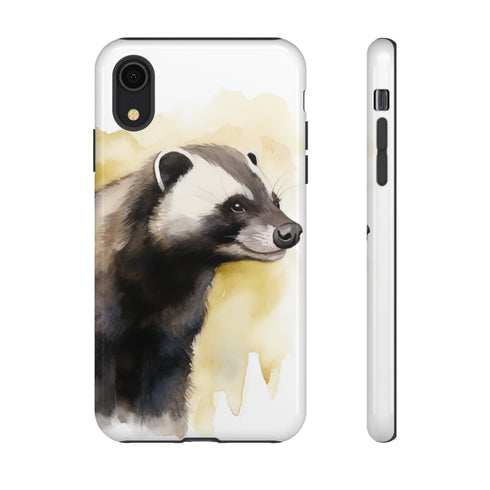 Badger on a Yellow Background - Impact Resistant Phone Case iPhone XR Glossy